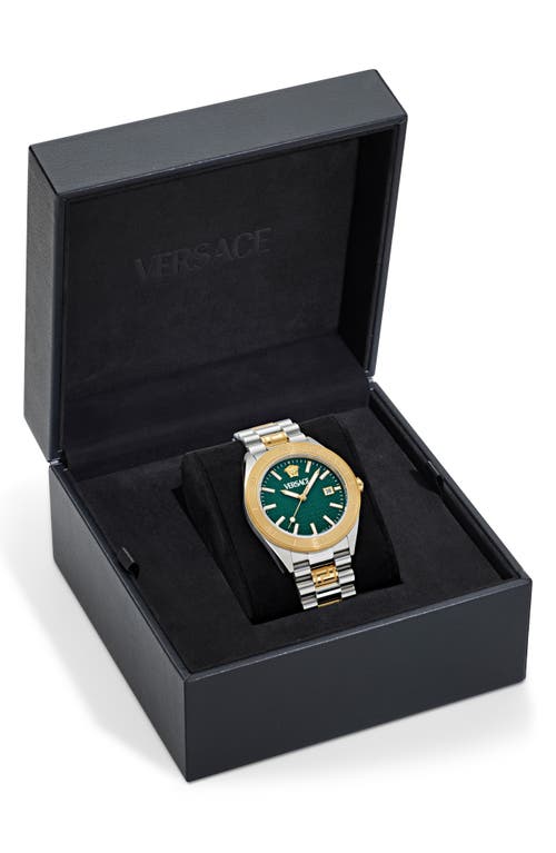Versace Men's Swiss Two-tone Stainless Steel Bracelet Watch 42mm In Ip Two Tone Green