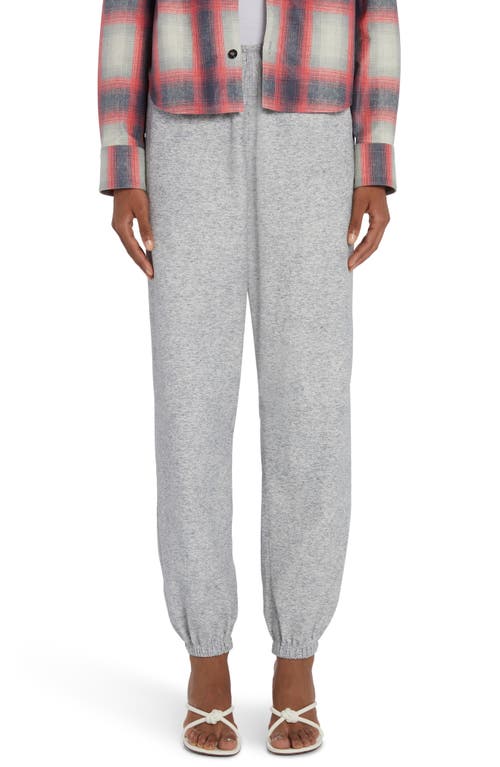 Heathered Jersey Print Leather Joggers in Light Grey Melange