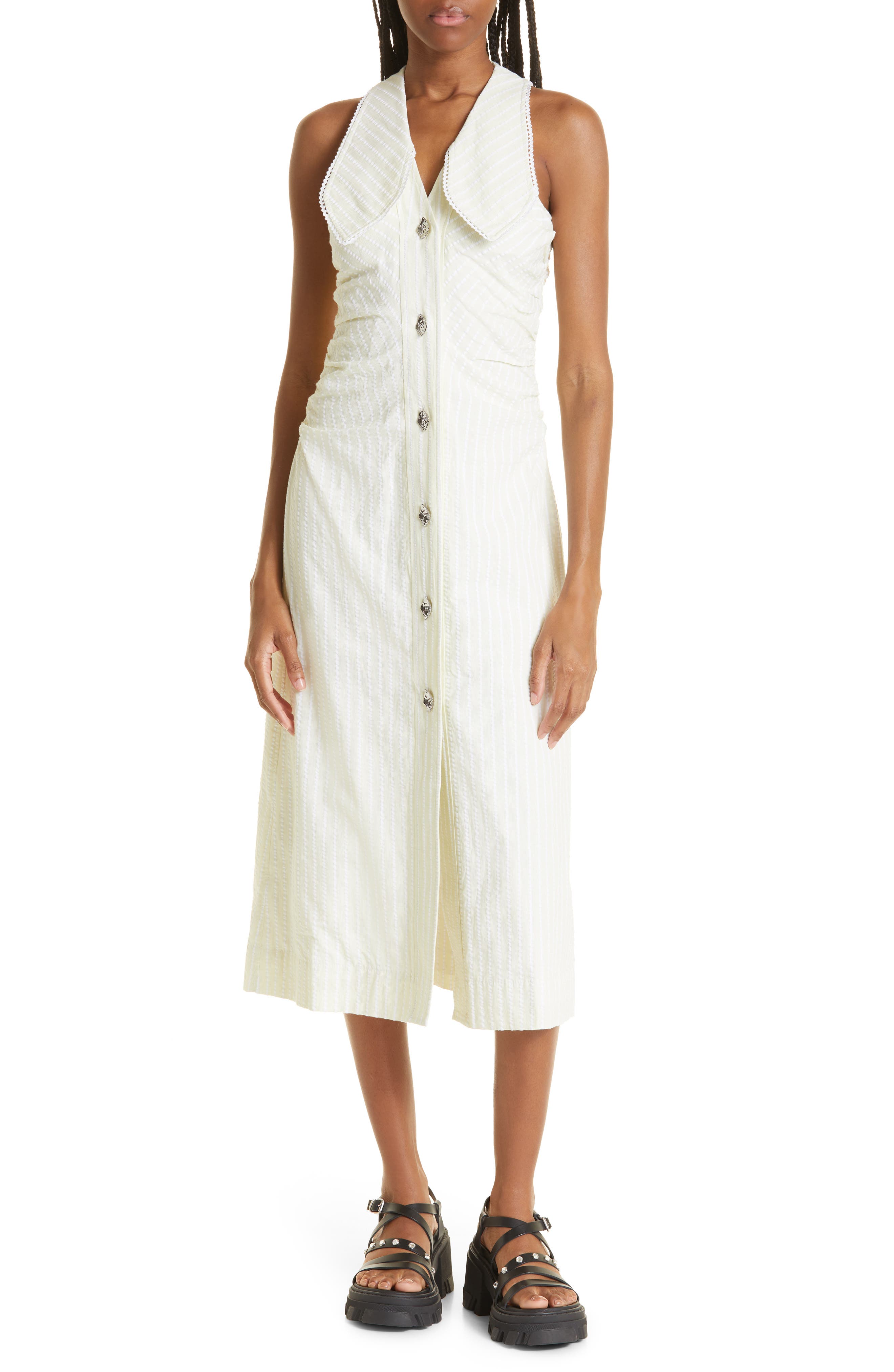 Ganni Stripe Organic Cotton Seersucker 