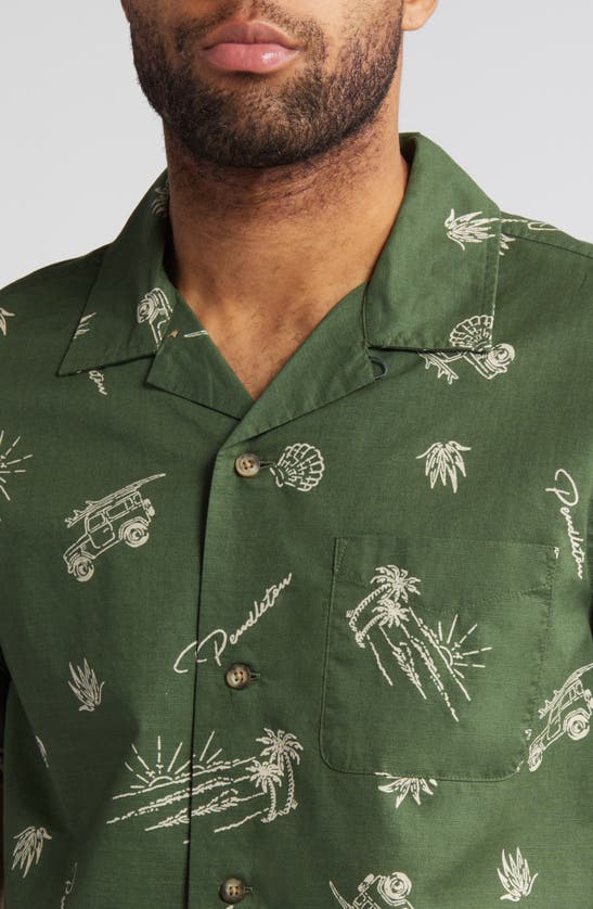 Shop Pendleton Aloha Print Short Sleeve Button-up Shirt In Dune Rider Olive