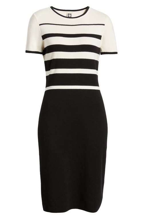 Shop Anne Klein Stripe Sweater Dress In Anne Black/anne White