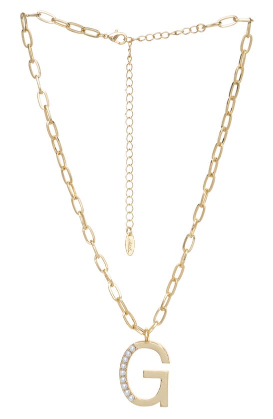 Ettika Imitation Pearl Initial Pendant Necklace In Gold- G