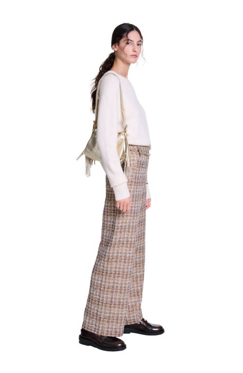 Shop Maje Tweed Trousers In Brown