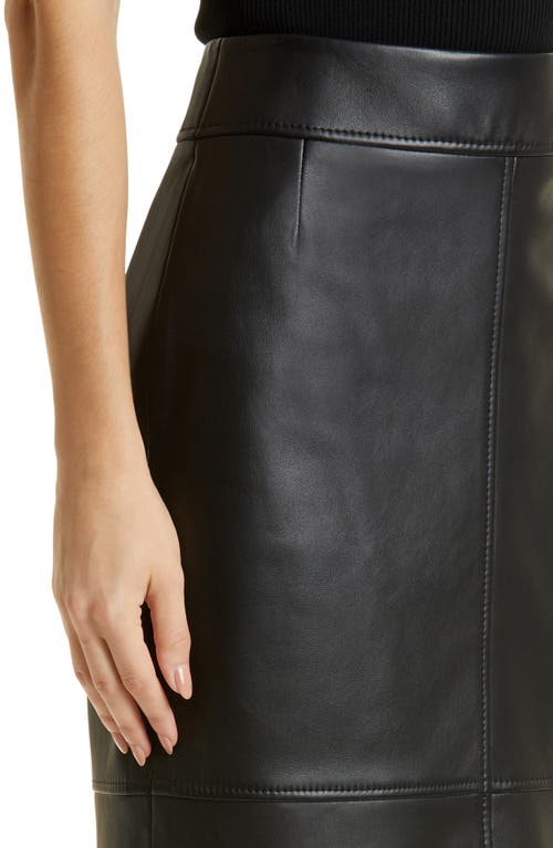 Hugo Boss Pencil Skirt In Leather With Feature Seaming In Black