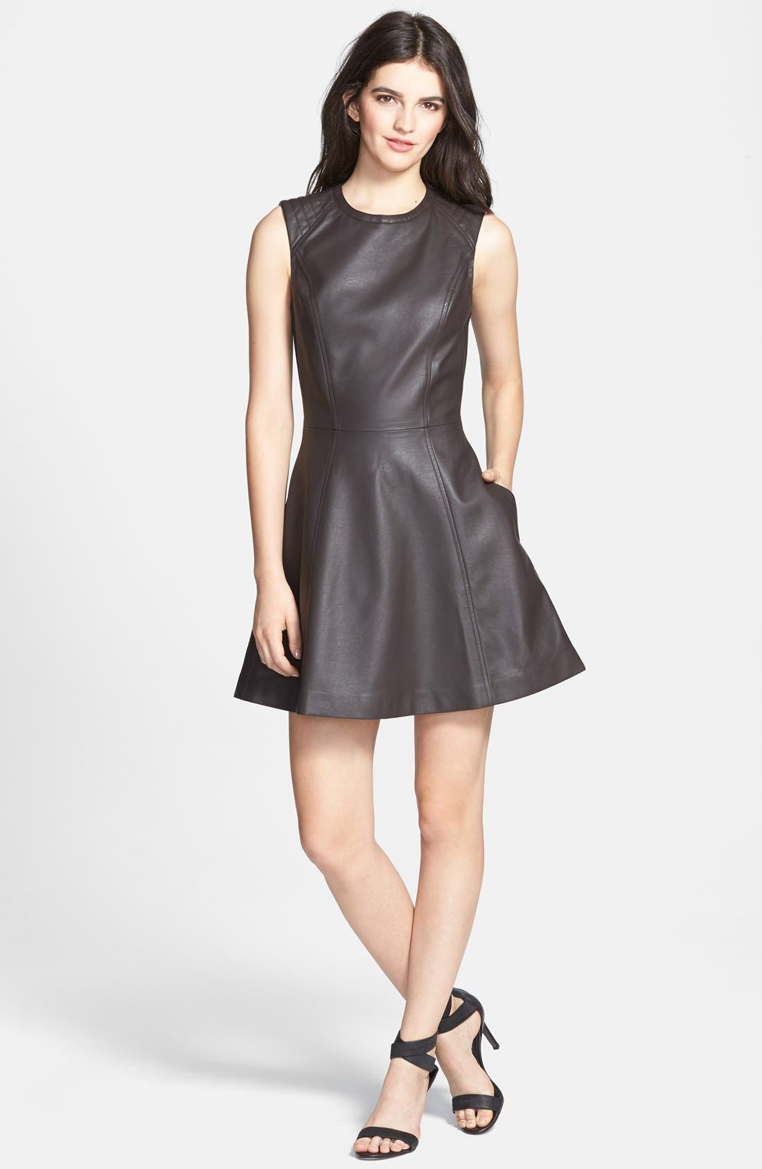 faux leather skater dress