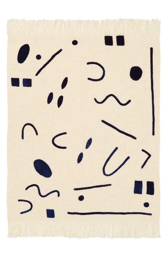 Click to view more detailed imagery on our partner's website Minna Abstract Throw Blanket In Ivory/indigo
