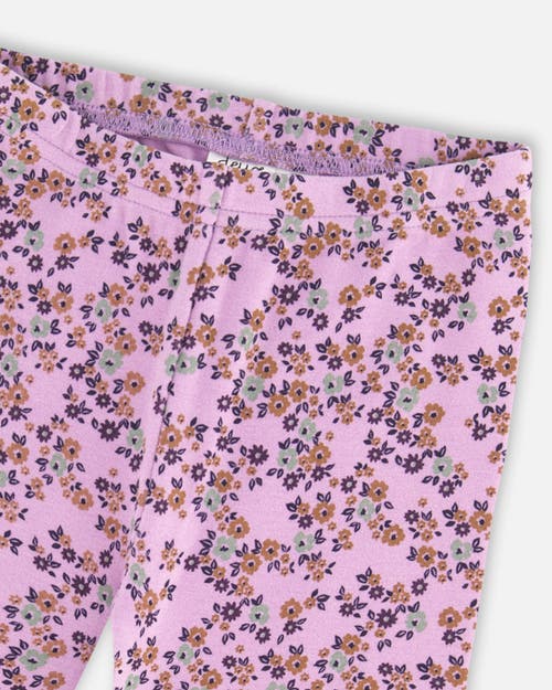 Shop Deux Par Deux Baby Girl's Tunic And Printed Leggings Set Lilac Mini Flowers In Printed Lilac Little Flowers