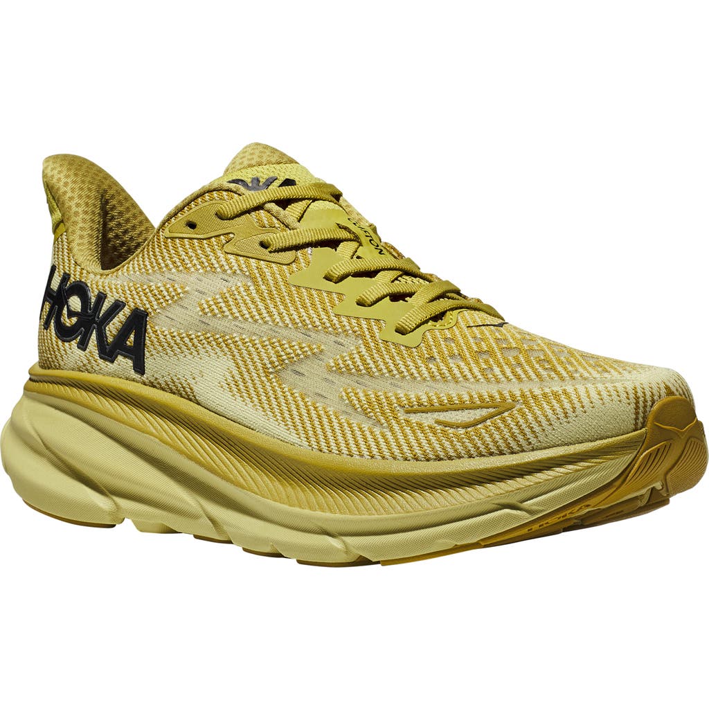 Hoka Clifton 9 Running Shoe In Golden Lichen/celery Root
