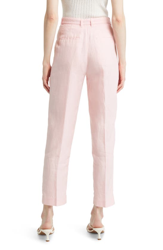 & Other Stories High Waist Pleat Front Linen Ankle Pants In Pink