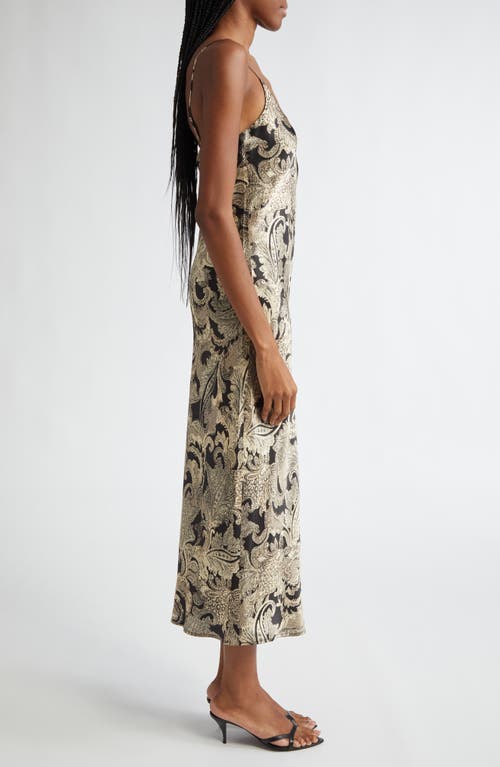 Shop L Agence L'agence Seridie Paisley Print Silk Midi Slipdress In Gold Multi Textured Paisley