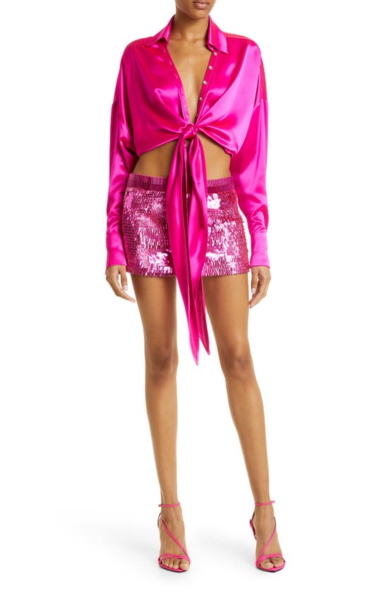 Retroféte Parker Cropped Shirt In Neon Pink