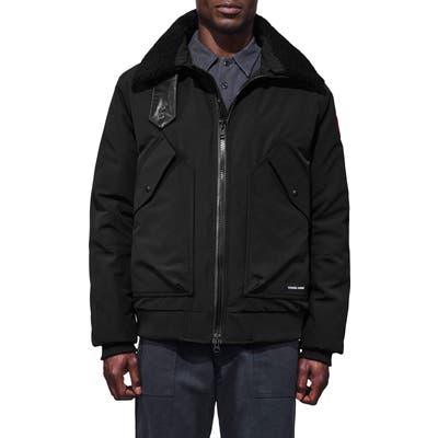 Canada Goose Bromley Slim Fit Down Bomber Jacket With Genuine Shearling Collar