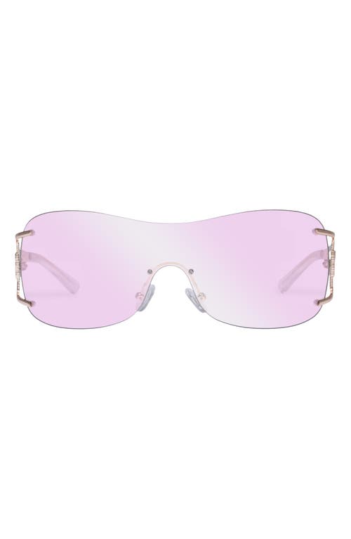 Le Specs Le Fame 137mm Mirrored Shield Sunglasses in Gold /Champagne Tint Mirror