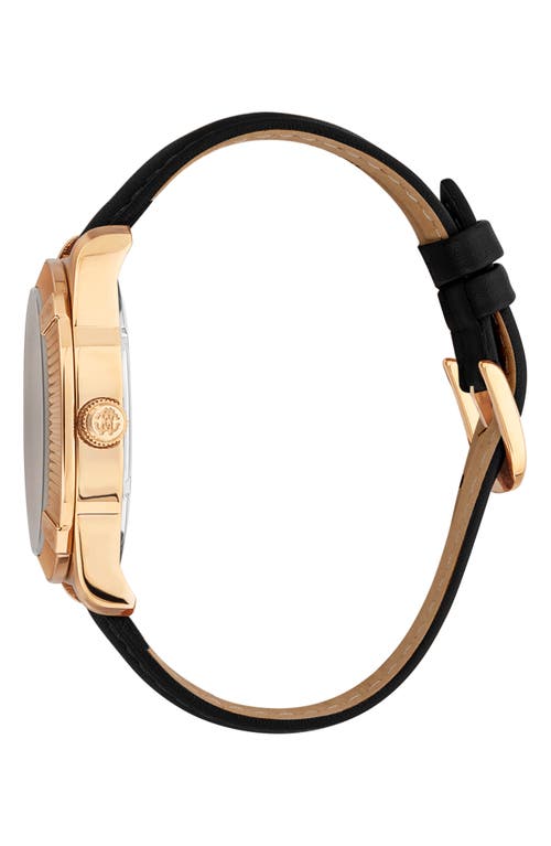 Roberto Cavalli By Franck Muller Crystal Leather Strap Watch, 42mm In Black/gold