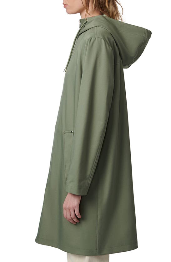 Shop Bernardo Water Resistant Hooded Long Raincoat In Olive