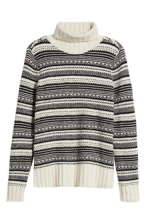 Shop Caslonr Caslon(r) Stripe Jacquard Turtleneck Sweater In Ivory- Black Jersey Stripe