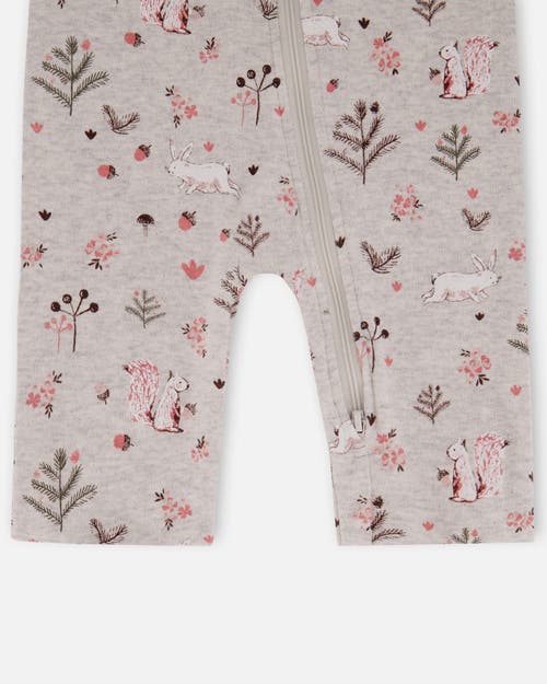 Shop Deux Par Deux Baby Girl's Organic Cotton One Piece Pajama Beige Mix Printed Squirrel