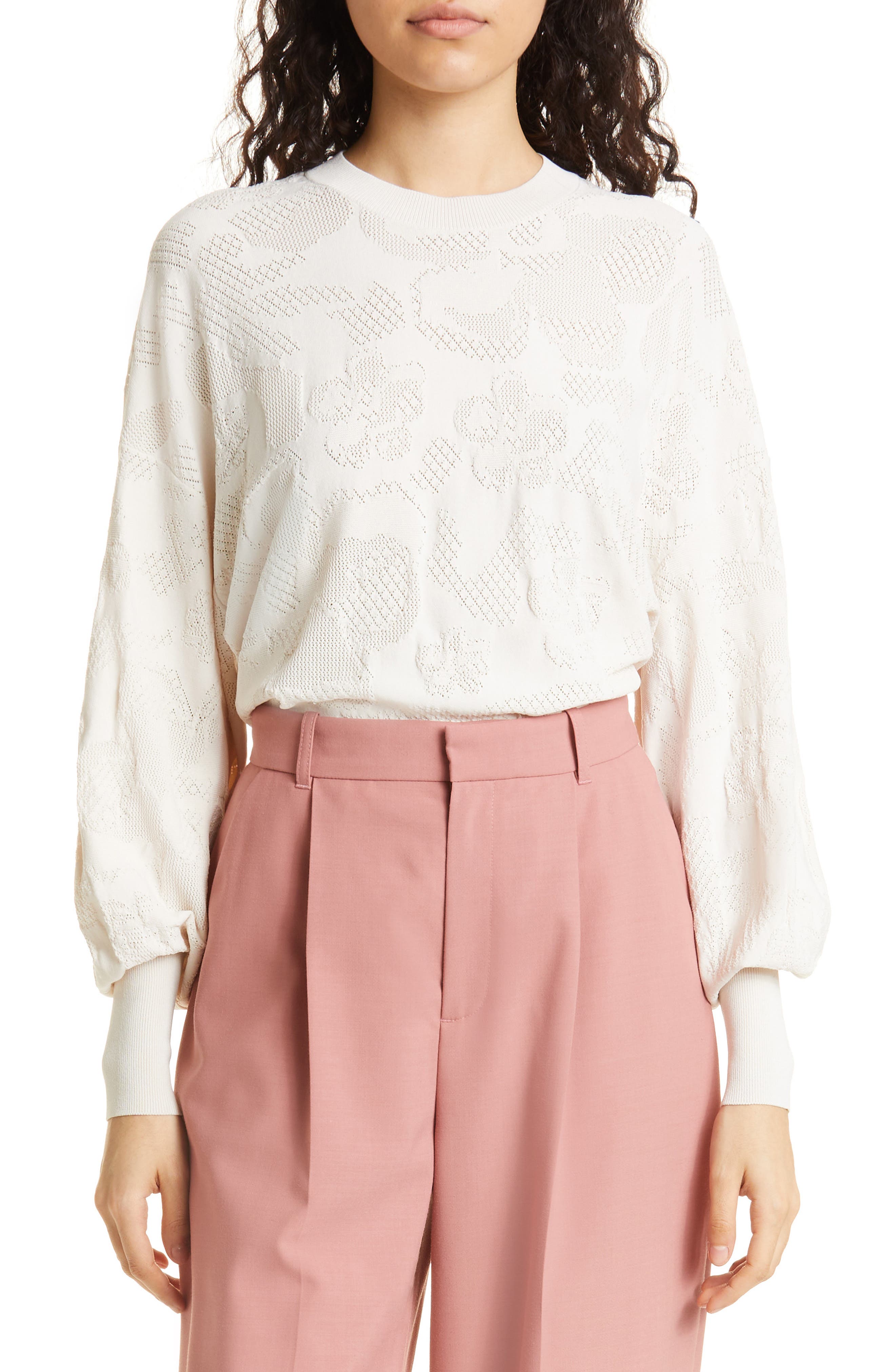 Ted Baker Magnolia Jacquard Sweater in Natural AZIYLEA, Women's Clothing