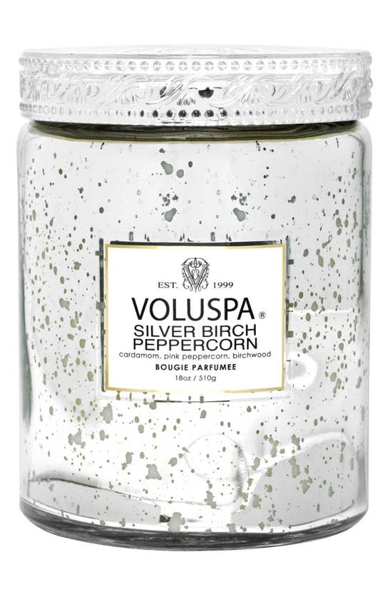 Voluspa Silver Birch Peppercorn Large Jar Candle 18 Oz. In Silver Birch
