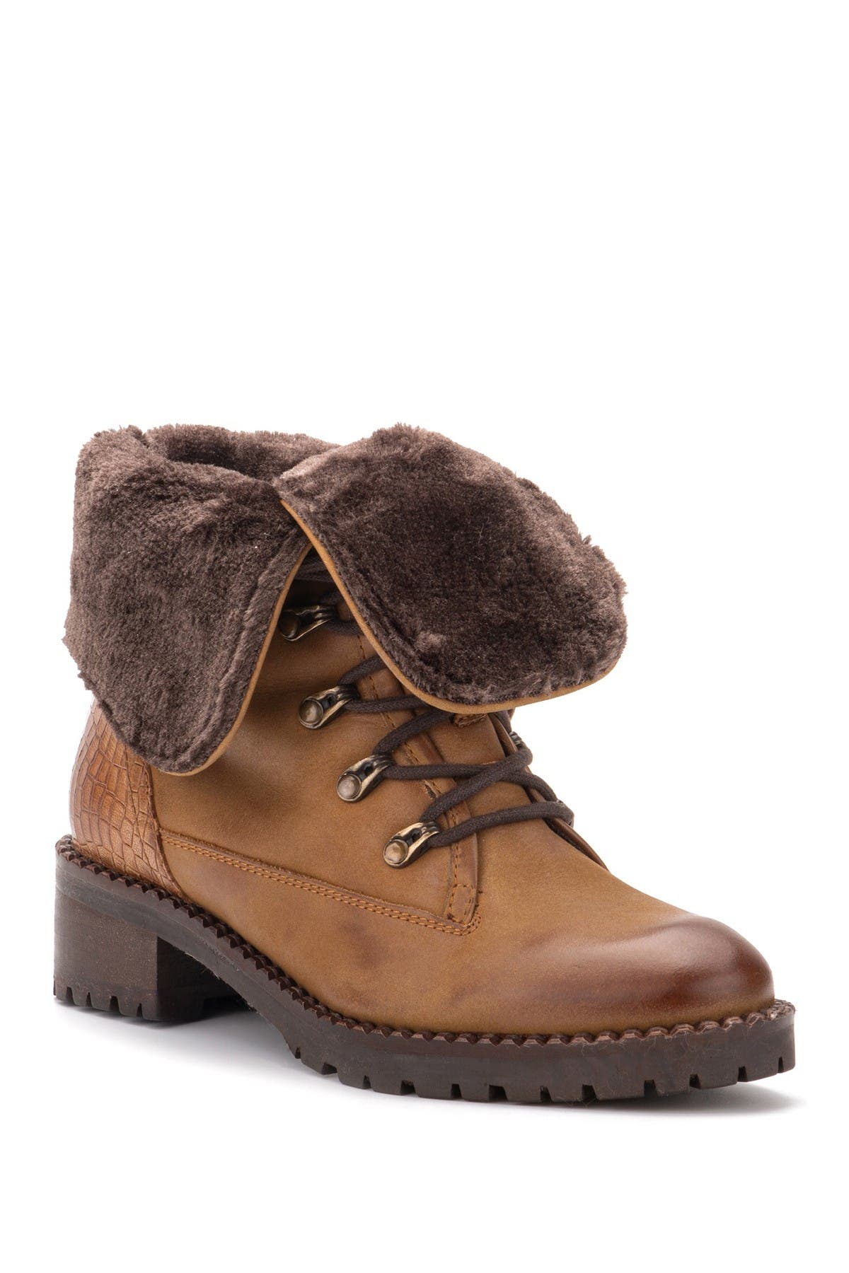 fur lined lace up boots