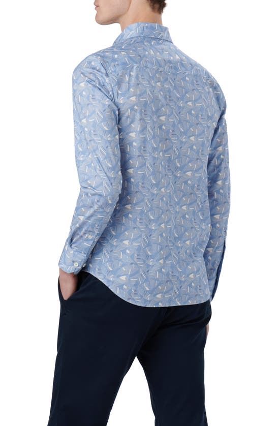 Shop Bugatchi Ooohcotton® James Leaf Print Button-up Shirt In Air Blue