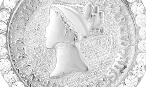 Chloe & Madison Chloe And Madison Cz Coin Pendant Necklace In Silver