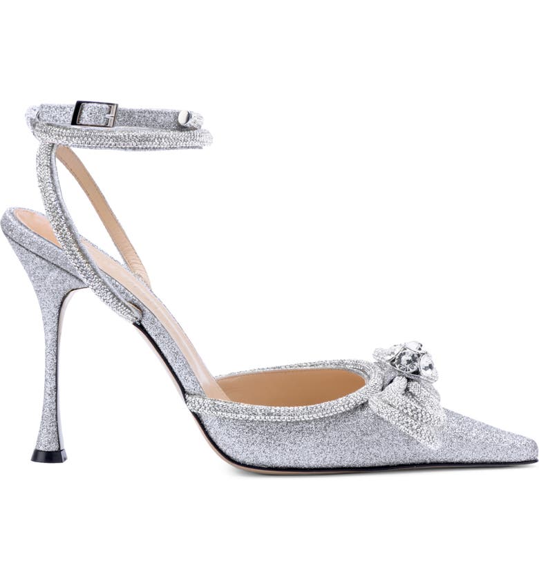 Mach & Mach Glitter Double Crystal Bow Pointed Toe Pump | Nordstrom