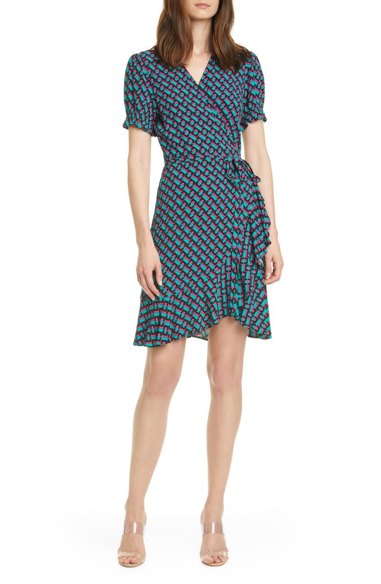 DVF Emilia Floral Short Sleeve Wrap Dress | Nordstrom