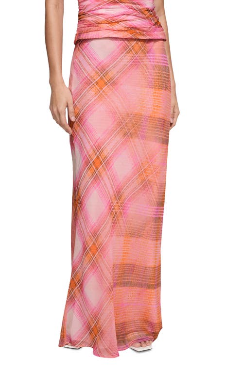 Shop Mango Plaid Maxi Skirt In Orange