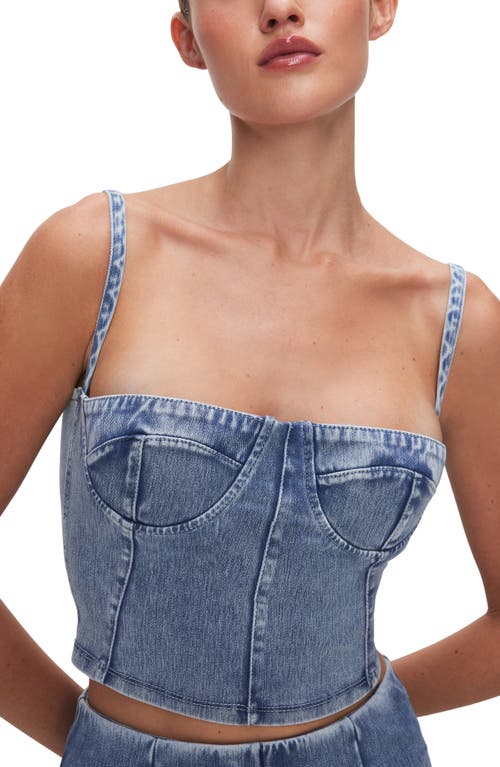 Good American Sculpt Bustier Denim Crop Top in Indigo595 at Nordstrom, Size 3X-Large