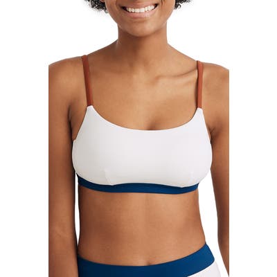 Plus Size Madewell Second Wave Rainbow Stripe Sport Bikini Top, Coral