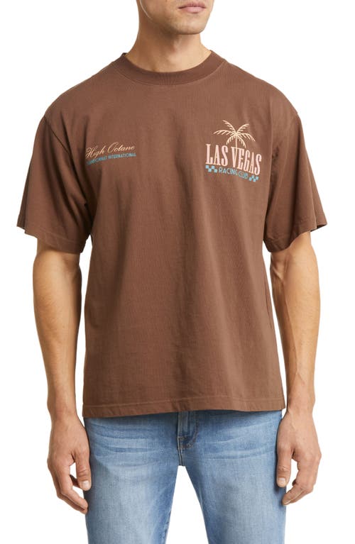 Las Vegas Racing Cotton Graphic T-Shirt in Vintage Chocolate
