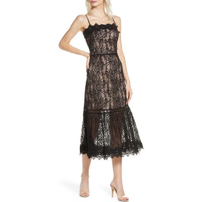 Bb Dakota Scalloped Lace Midi Dress, Black