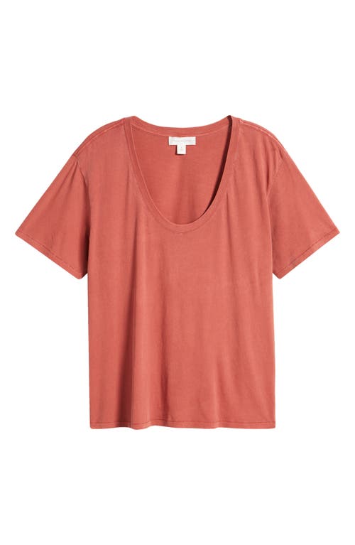 Shop Treasure & Bond Relaxed Scoop Neck Cotton T-shirt In Rust Marsala