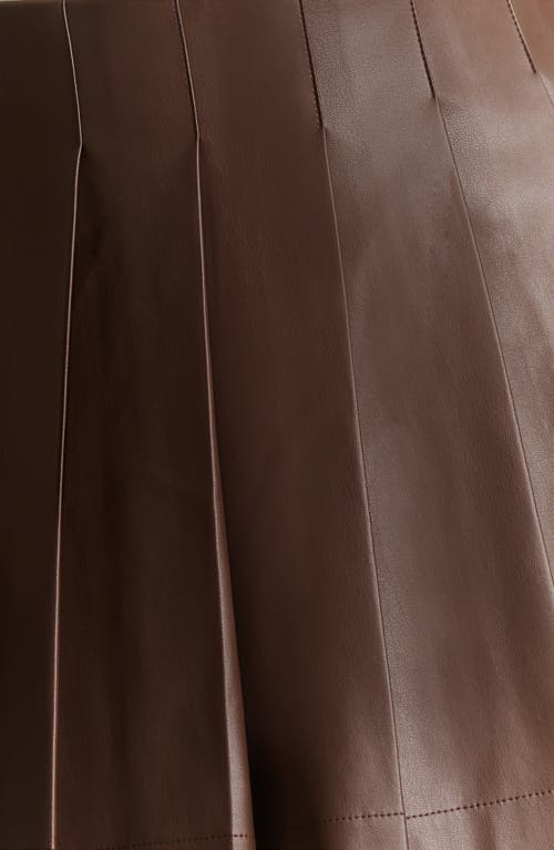 Naked Wardrobe Pleated Faux Leather A-line Miniskirt In Chocolate