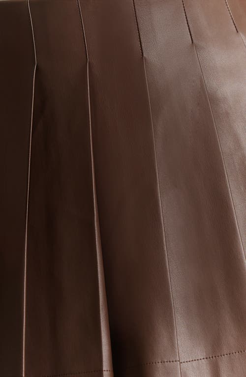 Shop Naked Wardrobe Pleated Faux Leather A-line Miniskirt In Chocolate