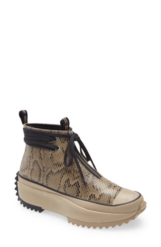 Converse Run Star Hike Snake Embossed Leather High Top Sneaker In Nomad/ Black/ White