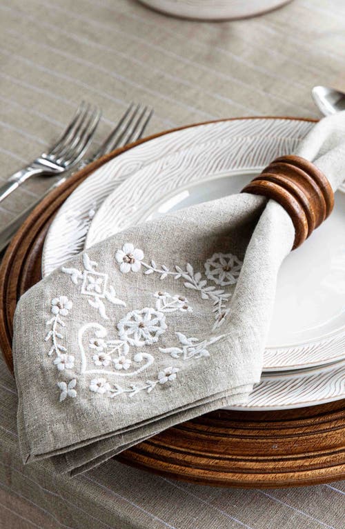 Shop Juliska Heidi Set Of 4 Embroidered Linen Napkins In Natural