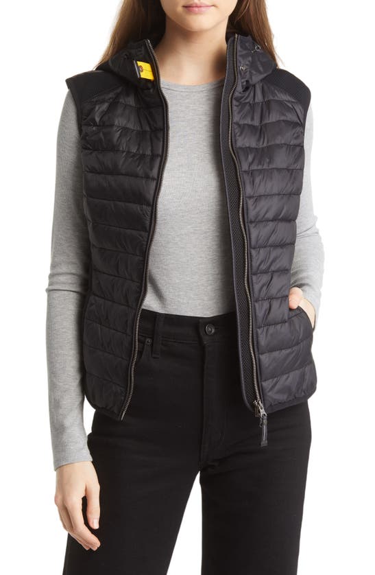 Parajumpers Nikky Hooded Mixed Media Vest In Black