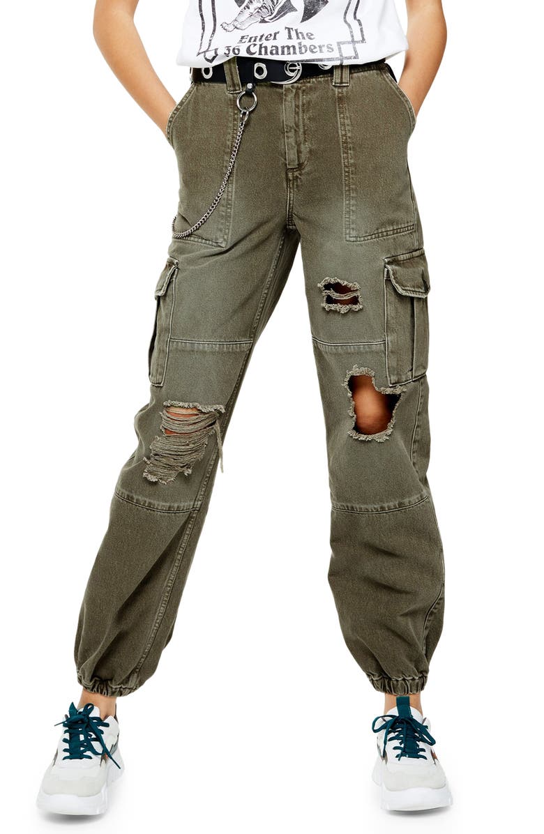 Topshop Distressed Cuffed Utility Cargo Pants | Nordstrom