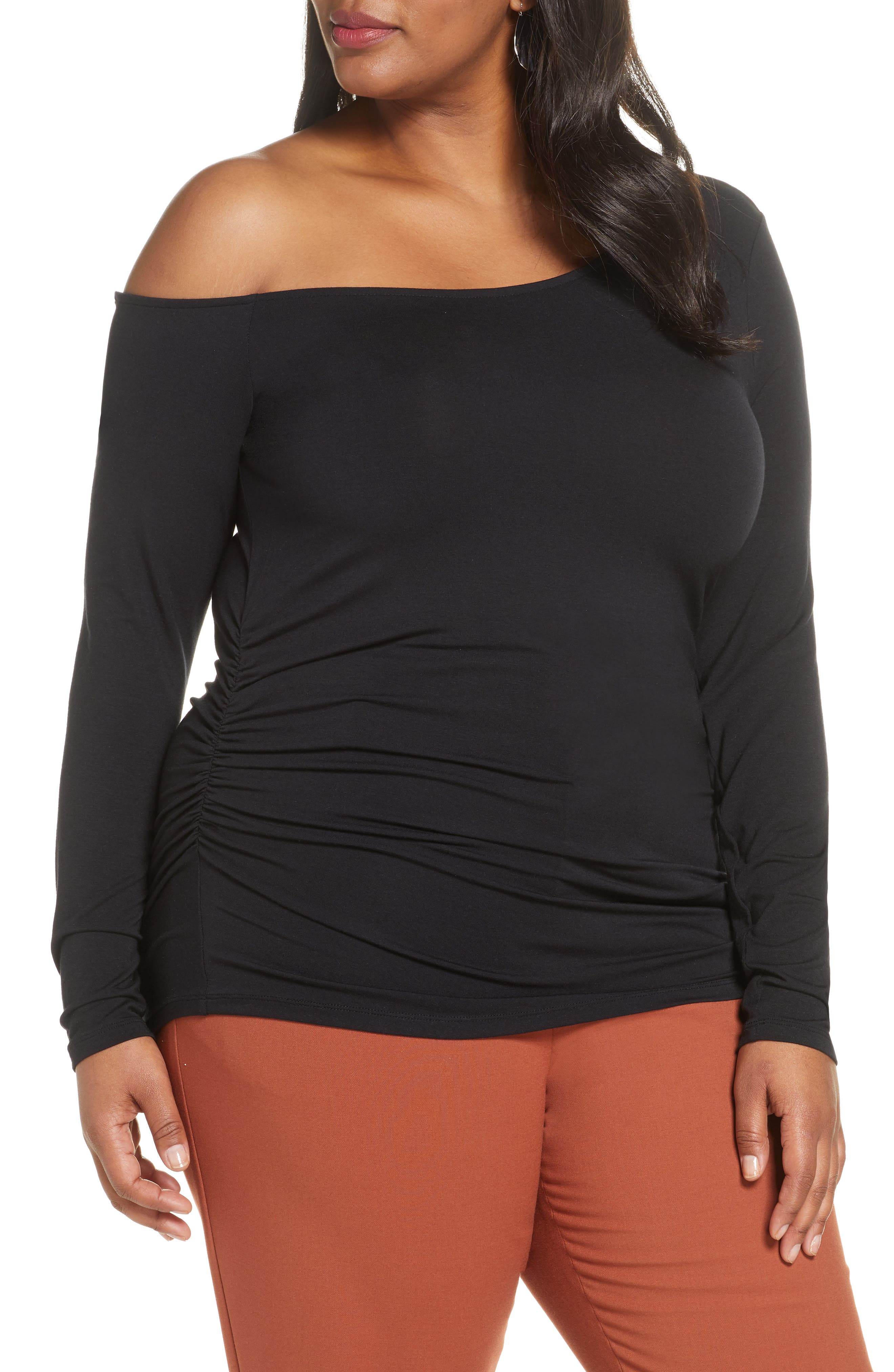 Halogen® Off the Shoulder Knit Top (Plus Size) Nordstrom