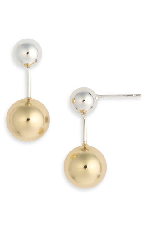 Two-Tone Ball Drop Earrings