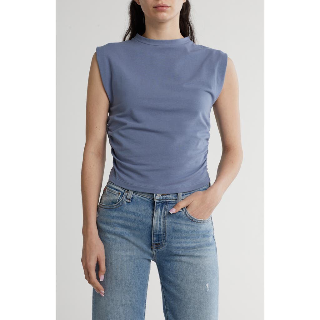 Shop Renee C Ruched Side Muscle Tee In Blue