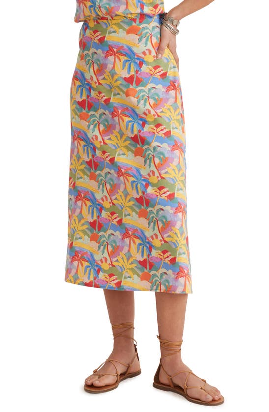 Shop Marine Layer Ryan Palm Print Hemp Blend Skirt In Multi Palm