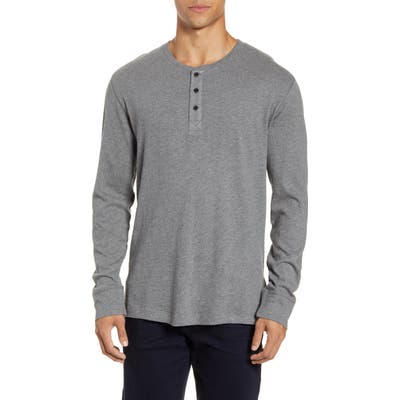 French Connection Long Sleeve Slub Henley, Grey