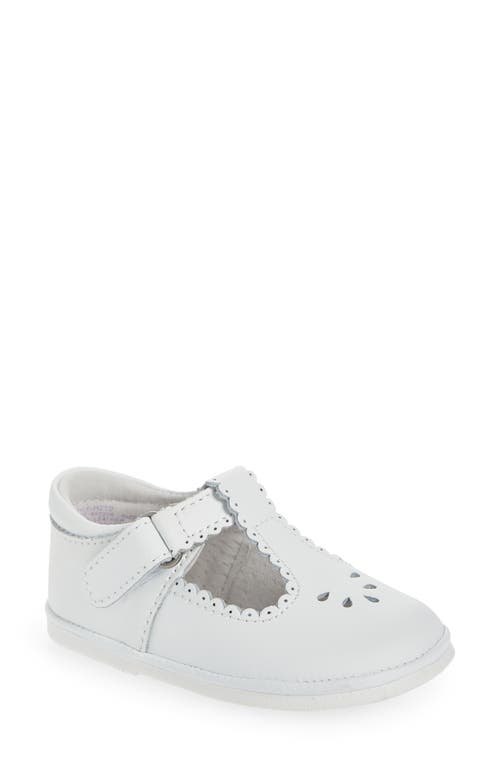 L'AMOUR Dottie Scalloped T-Strap Shoe in White