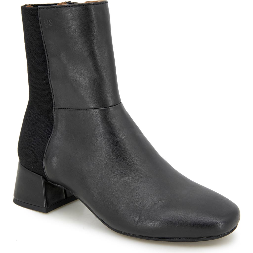 Gentle Souls By Kenneth Cole Eileen Block Heel Bootie In Black Leather