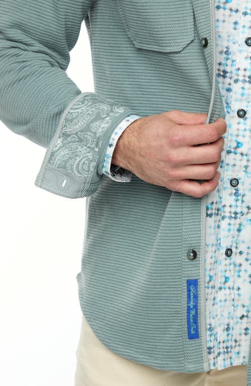 Shop Robert Graham Brunner Knit Button-up Shirt In Slate Blue