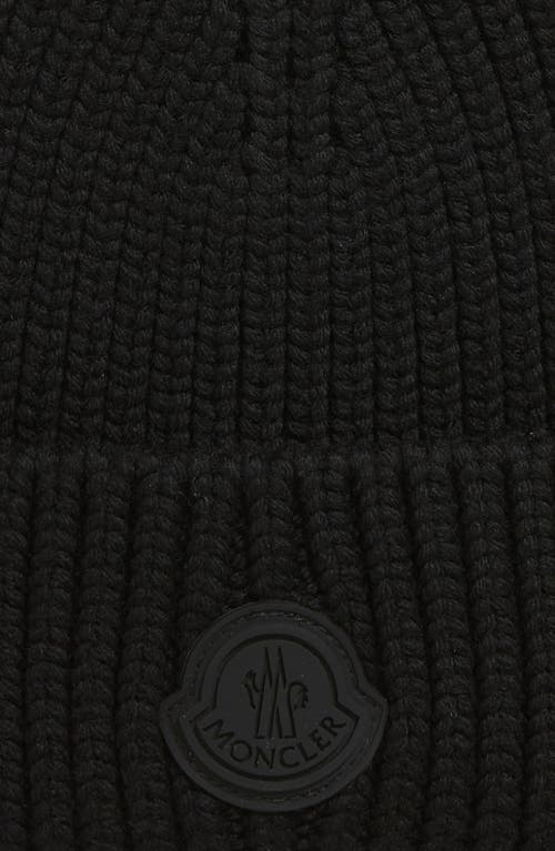 Shop Moncler Berretto Ribbed Wool Beanie In Black