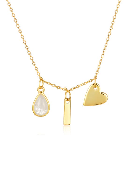 Adornia 14k Yellow Gold Vermeil Moonstone Initial Necklace In Gold-i